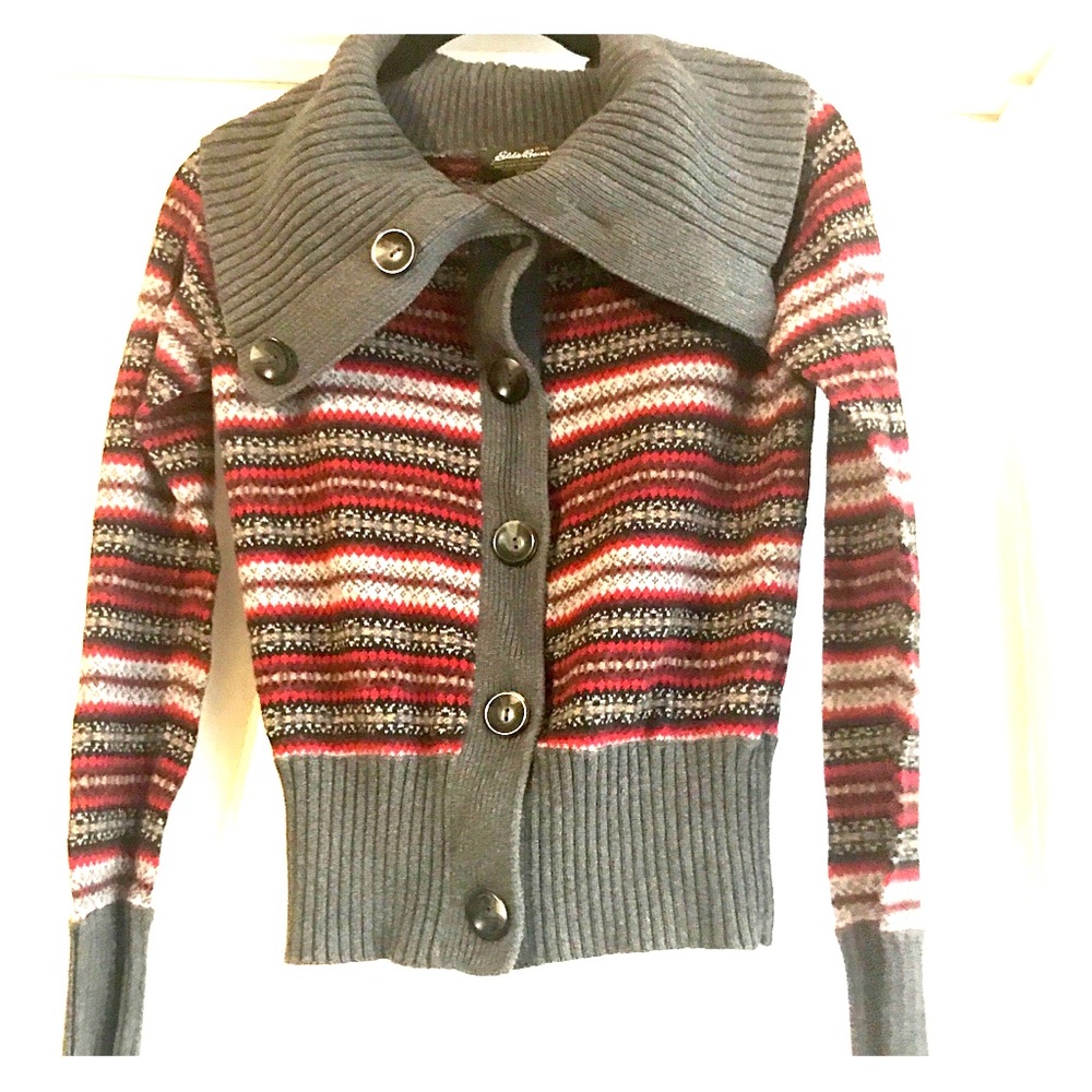 Eddie Bauer Button Down/Cowl Neck Sweater